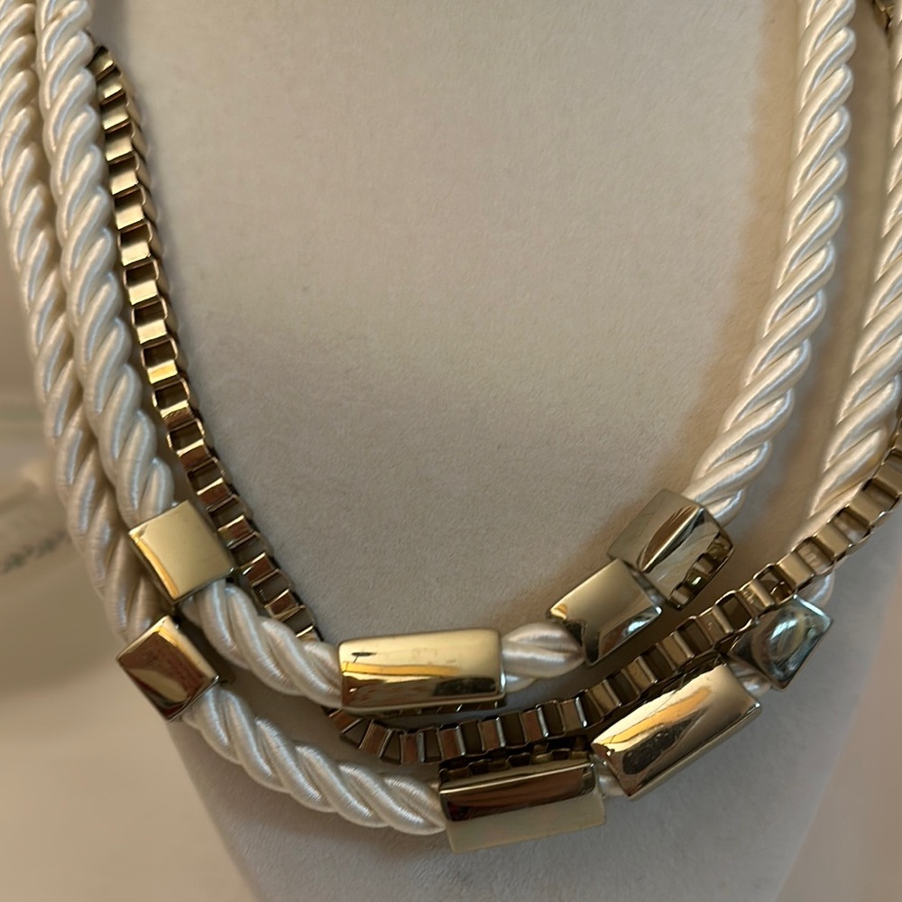 Armani Exchange White and Gold Multi-Strand Necklace - Picture 4 of 4